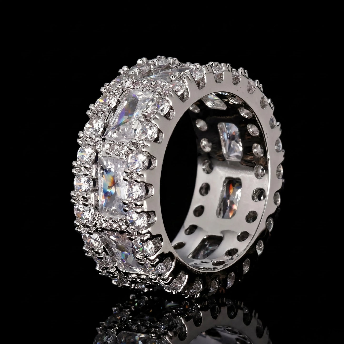Diamond Baguette Prong Ring Solid 925