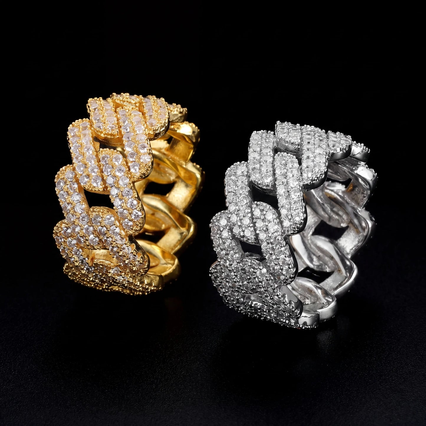 Diamond Cubic Cuban Ring Solid 925