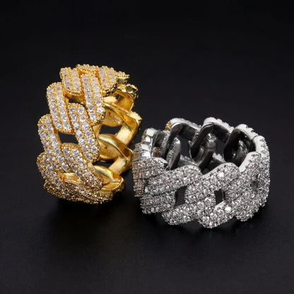 Diamond Cubic Cuban Ring Solid 925