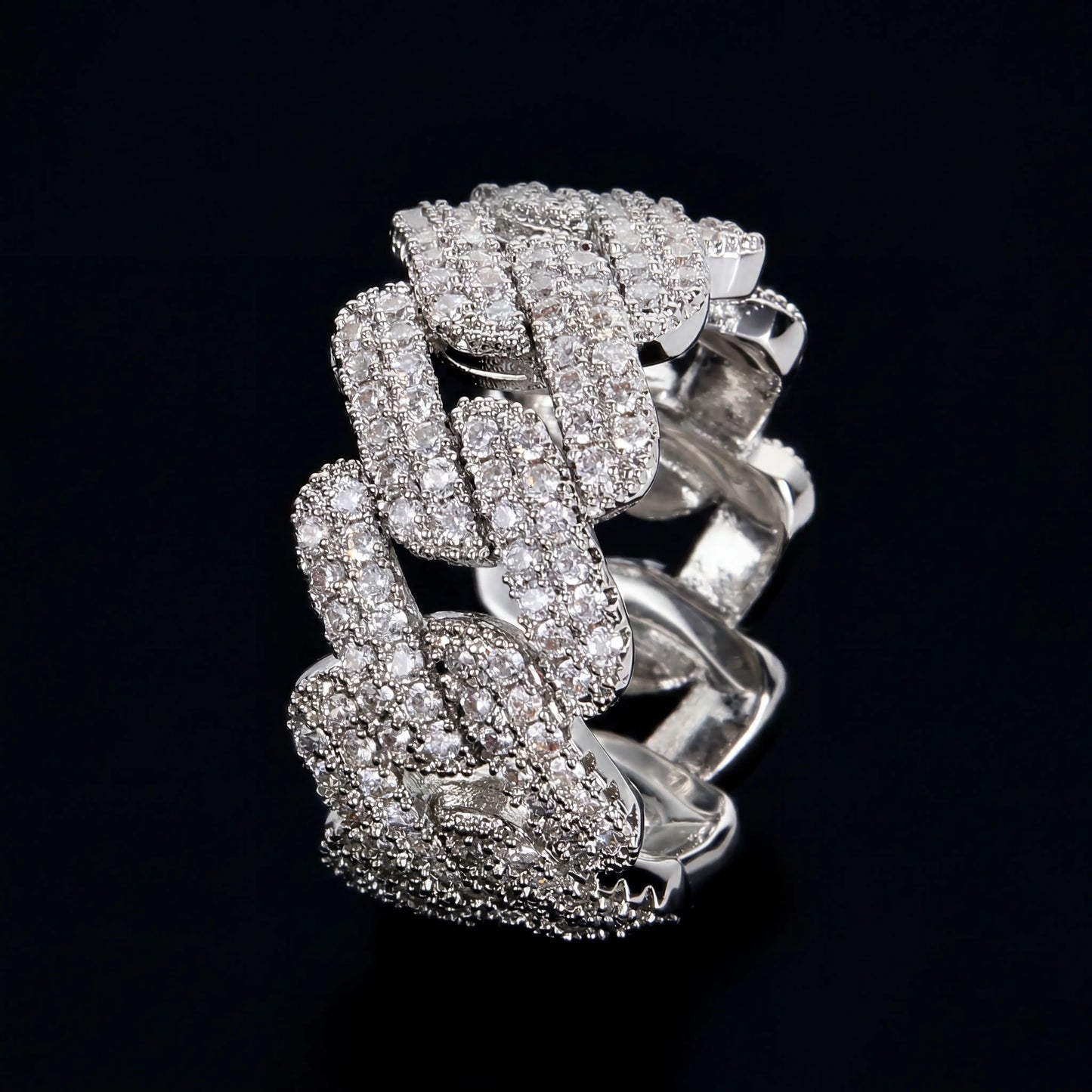 Diamond Cubic Cuban Ring Solid 925