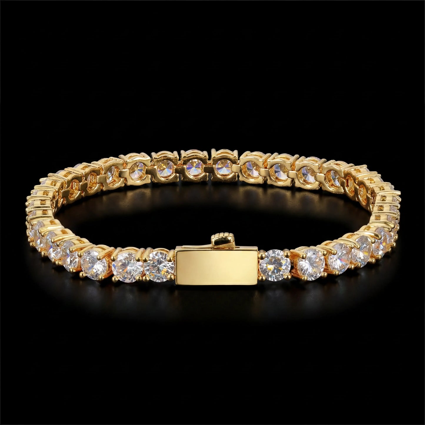 Snap Clasp Diamond Tennis Bracelet Solid 925