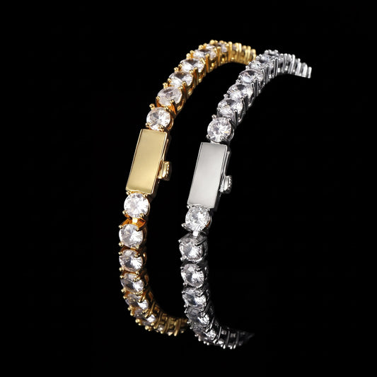 Snap Clasp Diamond Tennis Bracelet Solid 925
